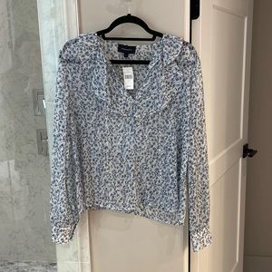 NWT Five Seventy Five Blue Floral Blouse